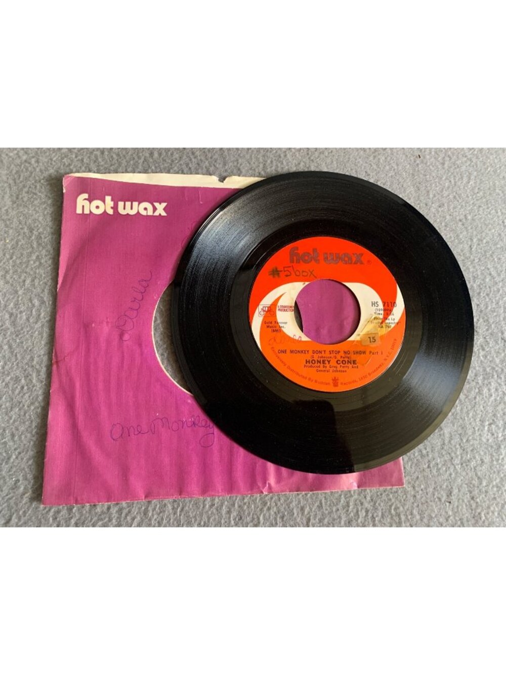 Hot Wax 45 RPM Vinyl Record - Honey Cone - One Monkey Don't Want No Ads
